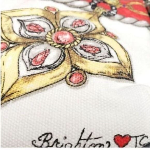 Brighton Women’s Small Crossbody Glitter and Go Pouch White Red with Tassel - Picture 12 of 16